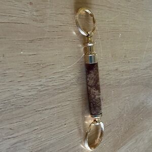Leather Tube Keychain with Gold Hardware